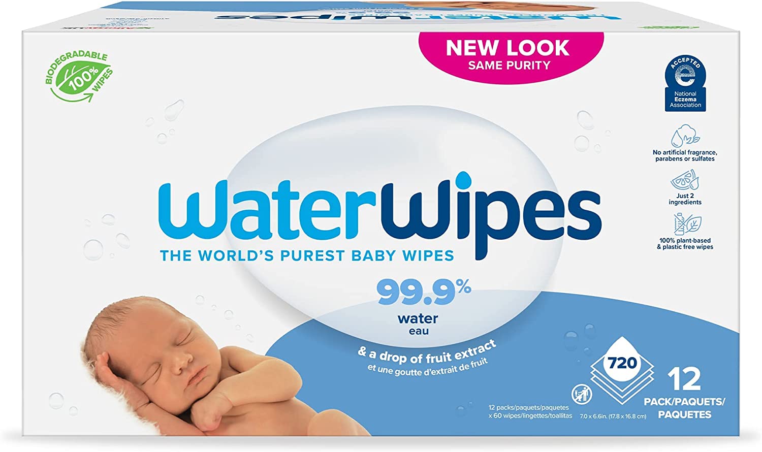 230816024337181_1 WaterWipes Plastic-Free Original Baby Wipes, 99.9% Water Based Wipes, Unscented & Hypoallergenic for Sensitive Skin, 300 Count (5 packs), Packaging May Vary - Image 1